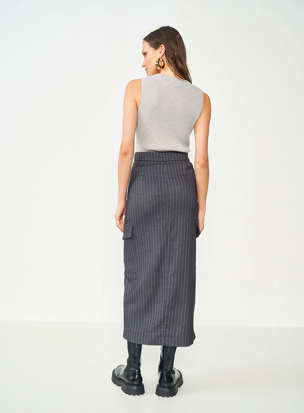 Blusa De Tricô Slim Cinza