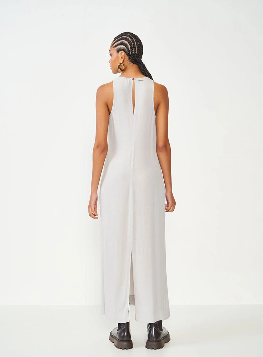 Vestido Comfy Com Fenda Cinza