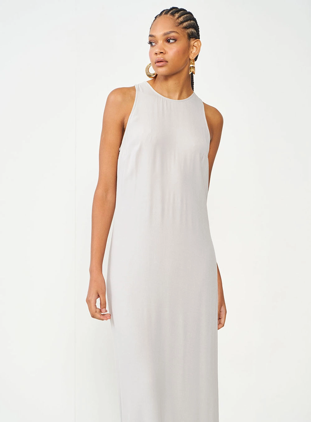 Vestido Comfy Com Fenda Cinza