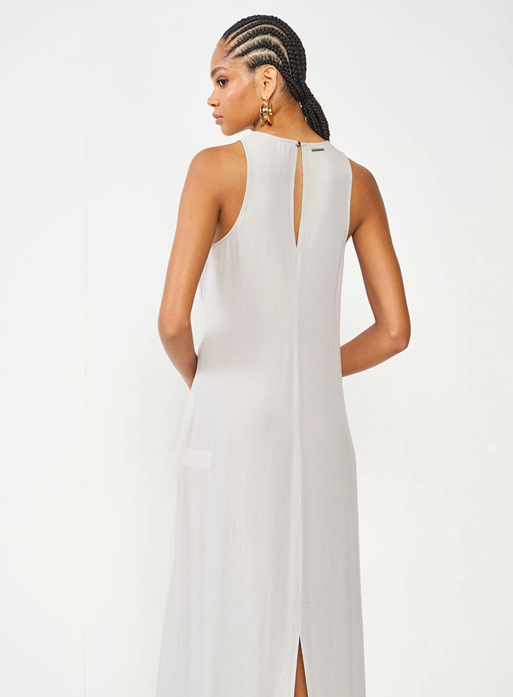 Vestido Comfy Com Fenda Cinza