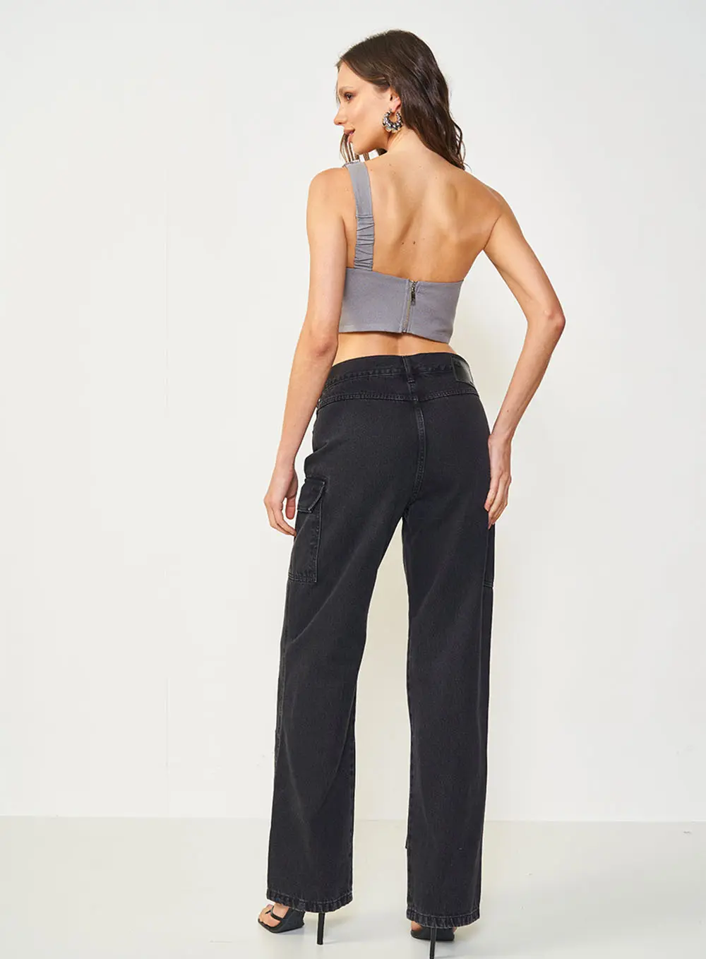 Top Slim Com Aplicação Cinza