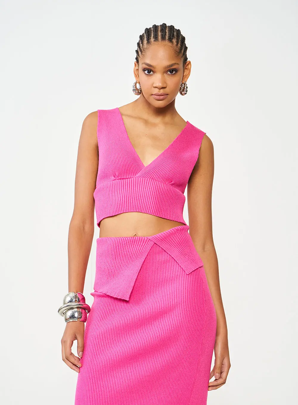 Top De Tricô Rosa Slim Rosa Hiller
