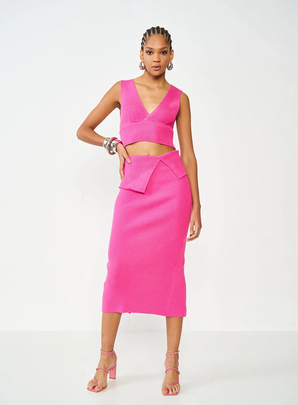 Top De Tricô Rosa Slim Rosa Hiller