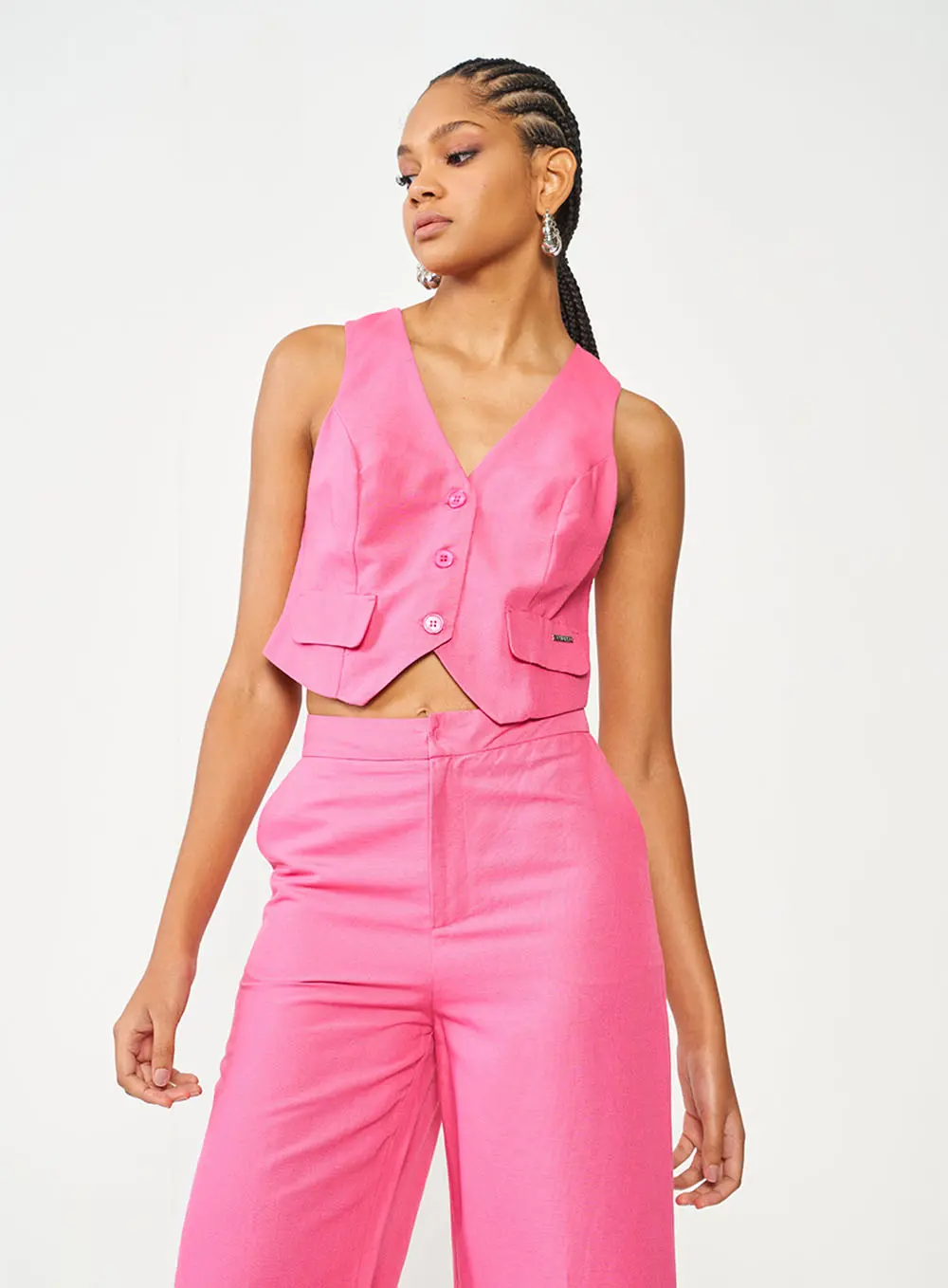 Colete Alfaiataria Slim Rosa Rosa Hiller