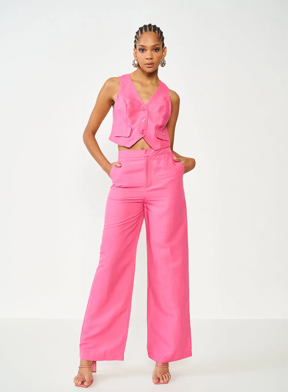 Colete Alfaiataria Slim Rosa Rosa Hiller