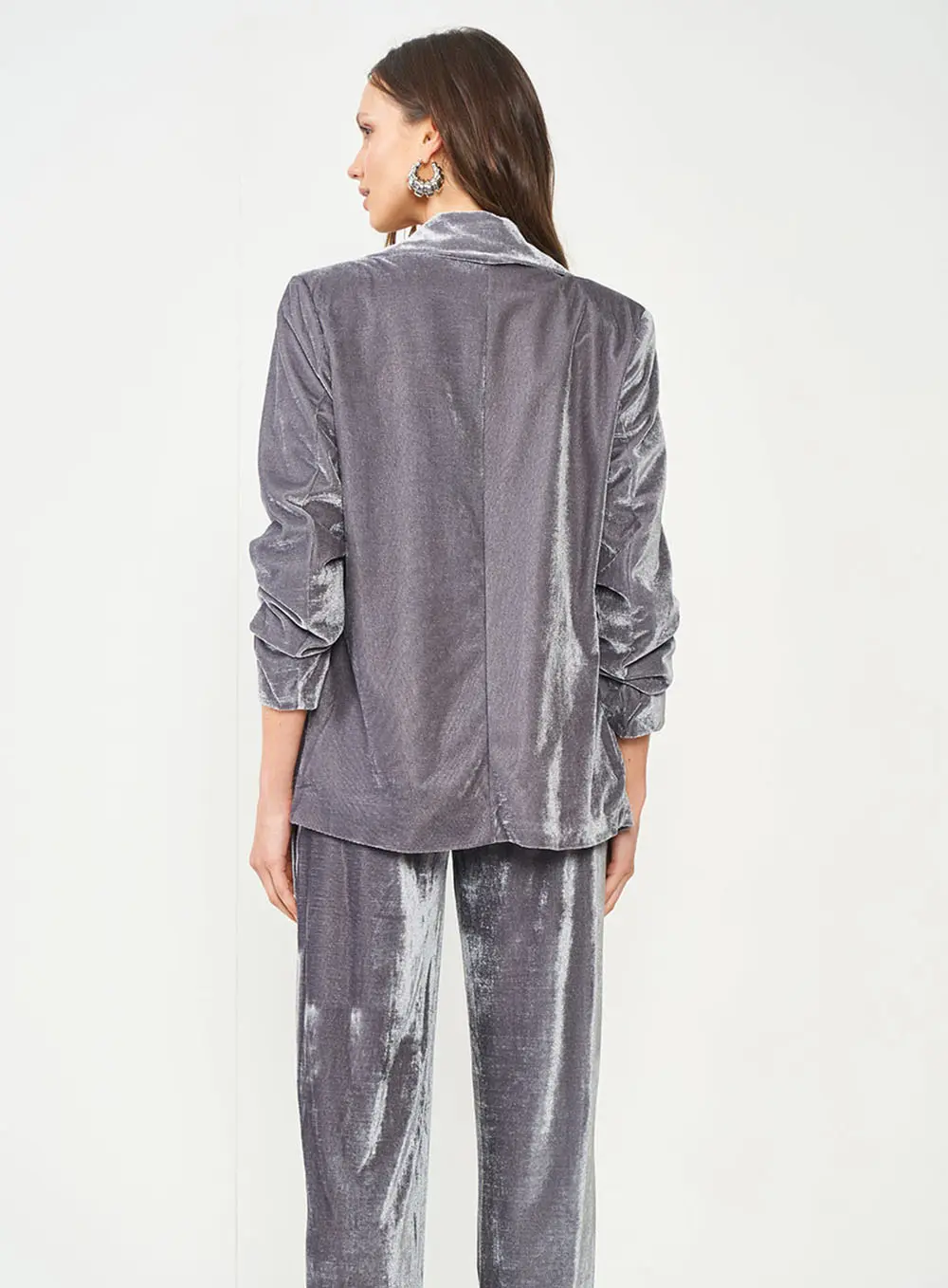 Blazer Comfort De Veludo Cinza