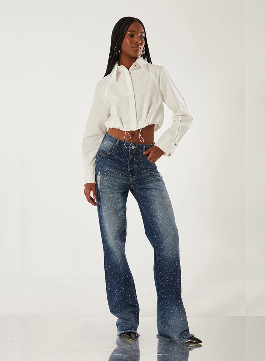 Calça Jeans Natália Com Aplicação Índigo 1