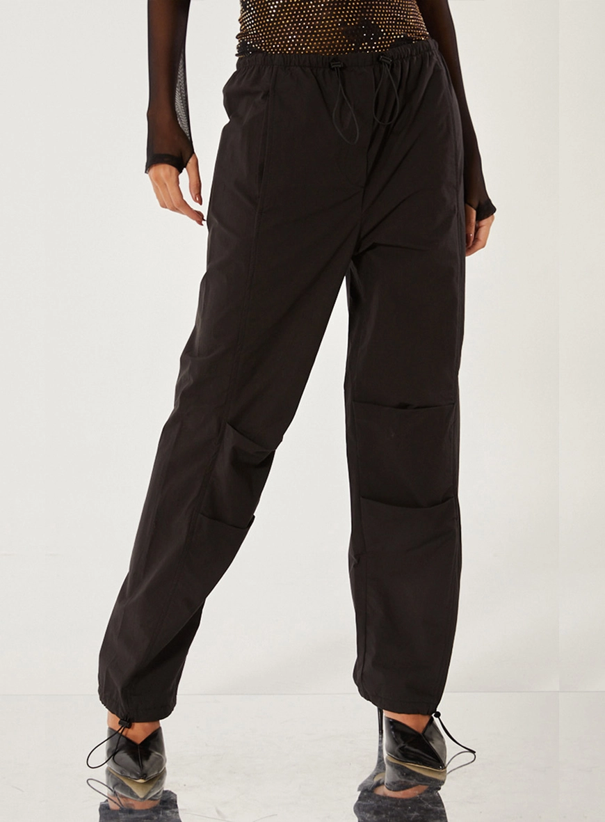 Calça Reta Cós Com Elástico Preto 3