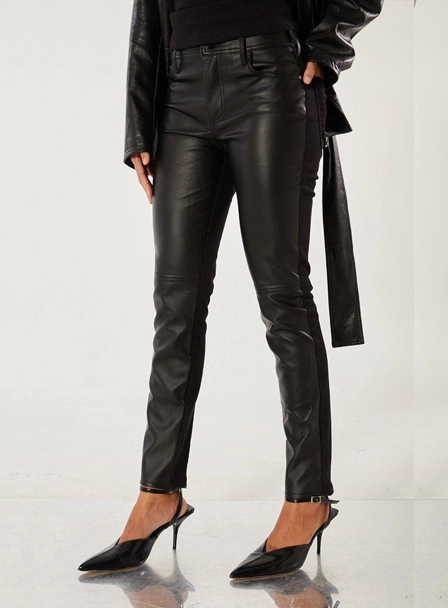 Calça Slim Em Couro Fake Preto 3