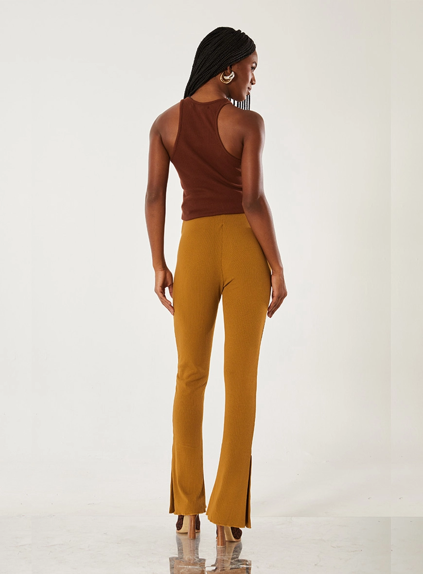 Calça Flare Em Linho Marrom 2