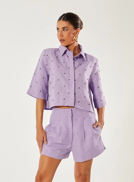 Short Alfaiataria Com Bordado Manual