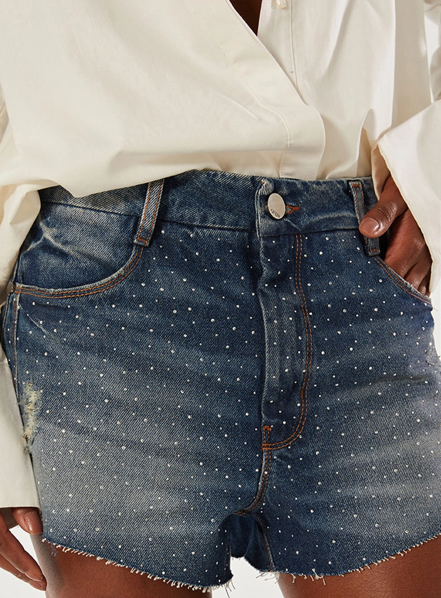 Short Jeans Thássia Com Aplicação Índigo 3