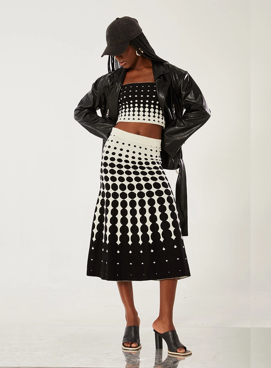 Saia Midi Em Tricô Estampada 4