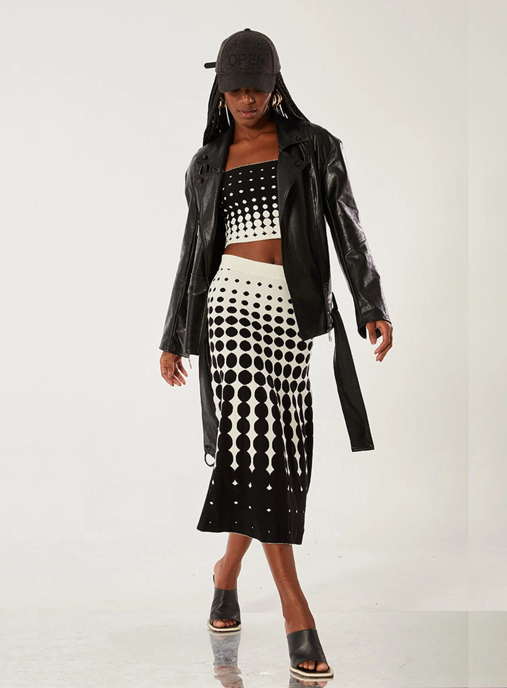 Saia Midi Em Tricô Estampada 1