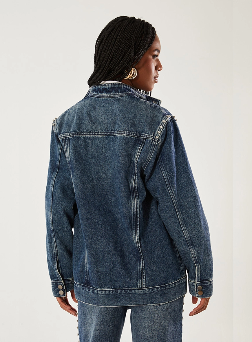 Jaqueta Jeans Com Bordado Manual Índigo 2