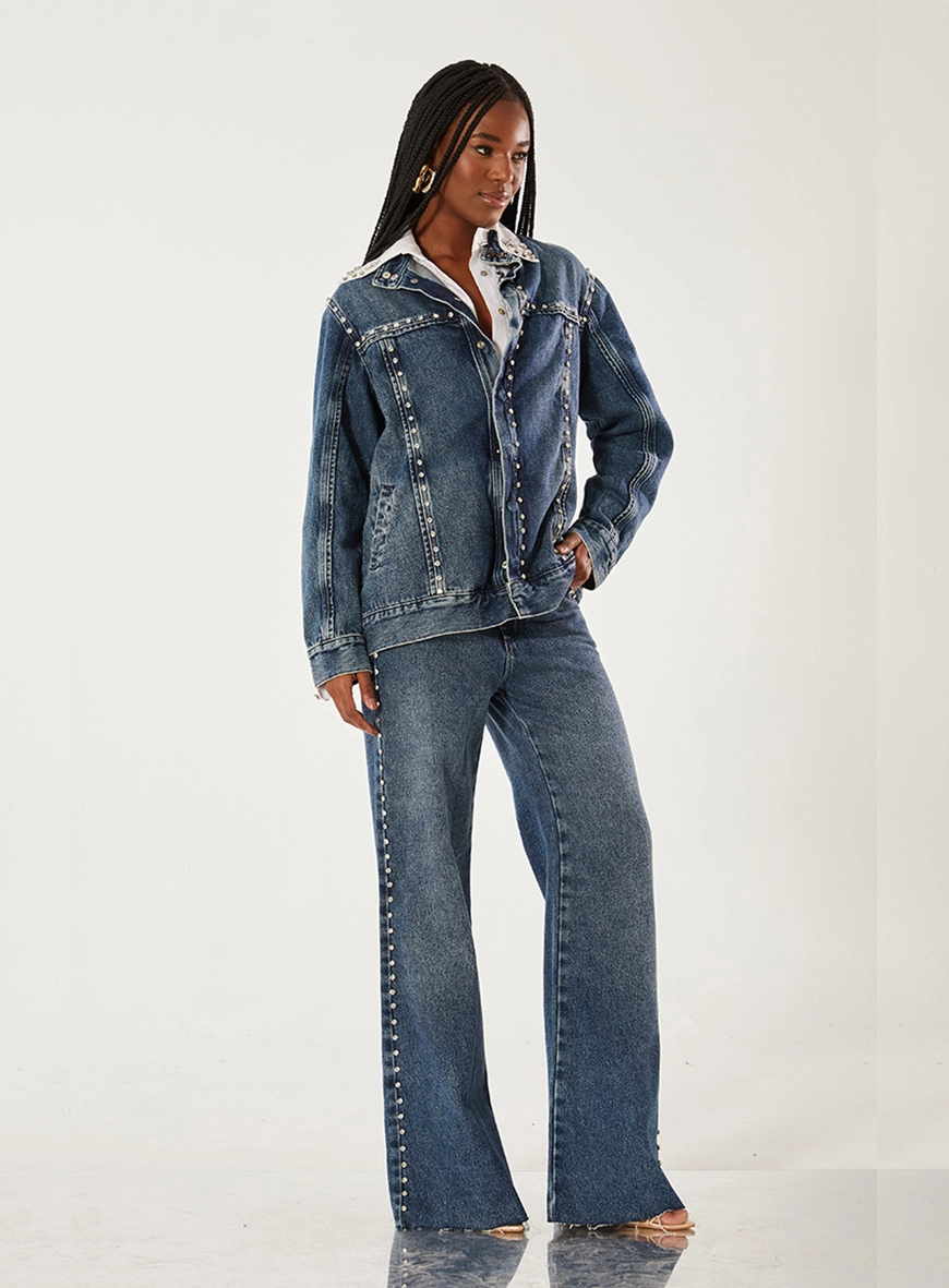 Jaqueta Jeans Com Bordado Manual Índigo 3