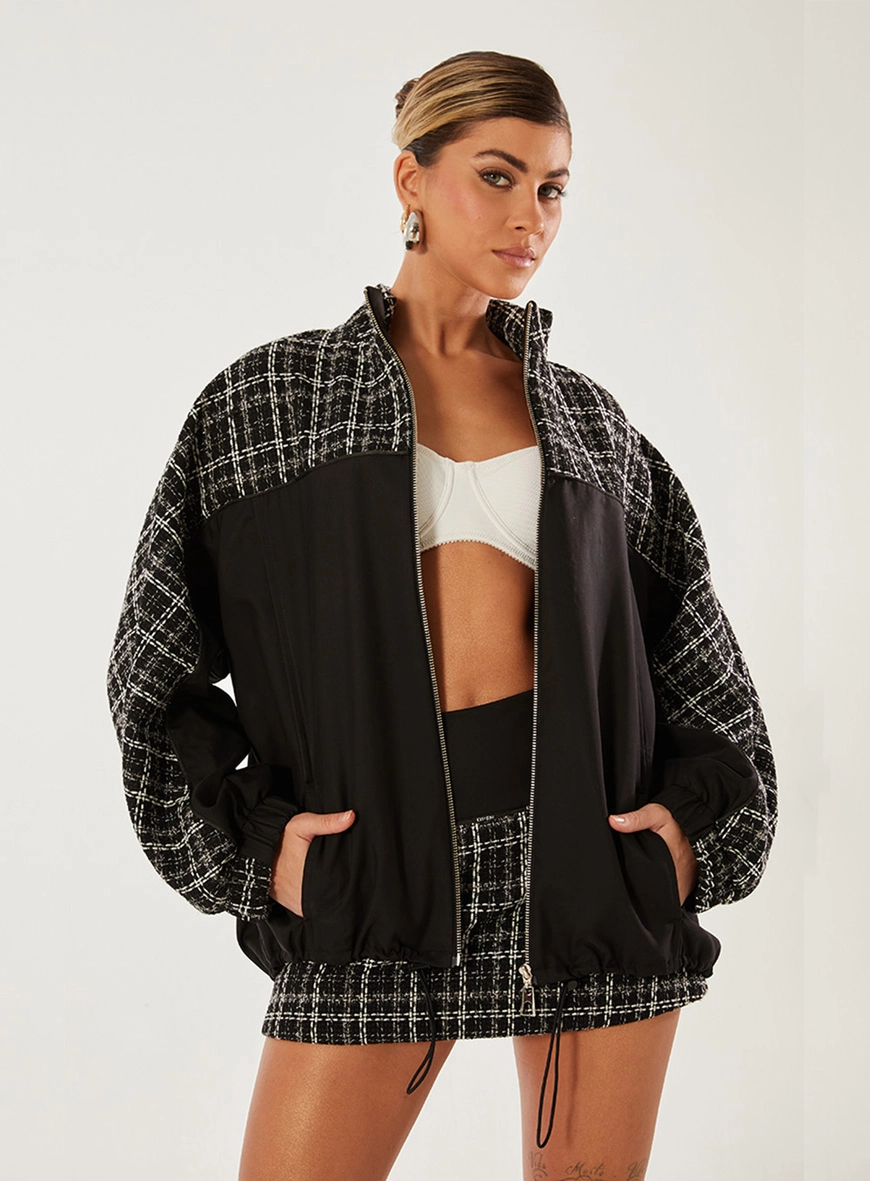 Jaqueta Ampla Xadrez Preto 1