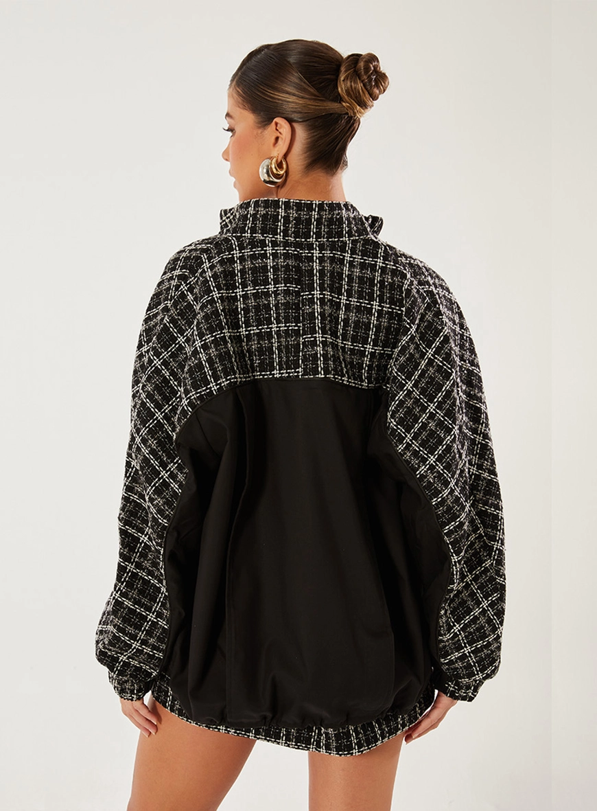 Jaqueta Ampla Xadrez Preto 2