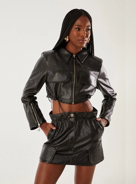 Jaqueta Cropped Com Lapelas