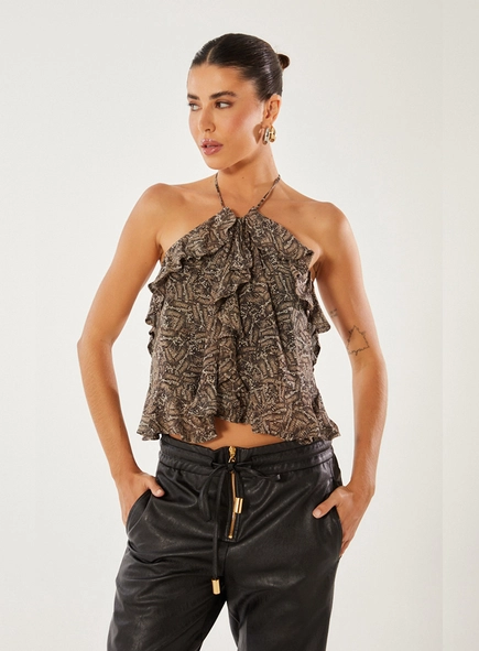 Blusa Babado Com Decote Costas
