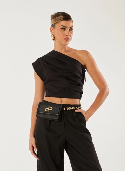 Blusa Assimétrica Com Drapeado