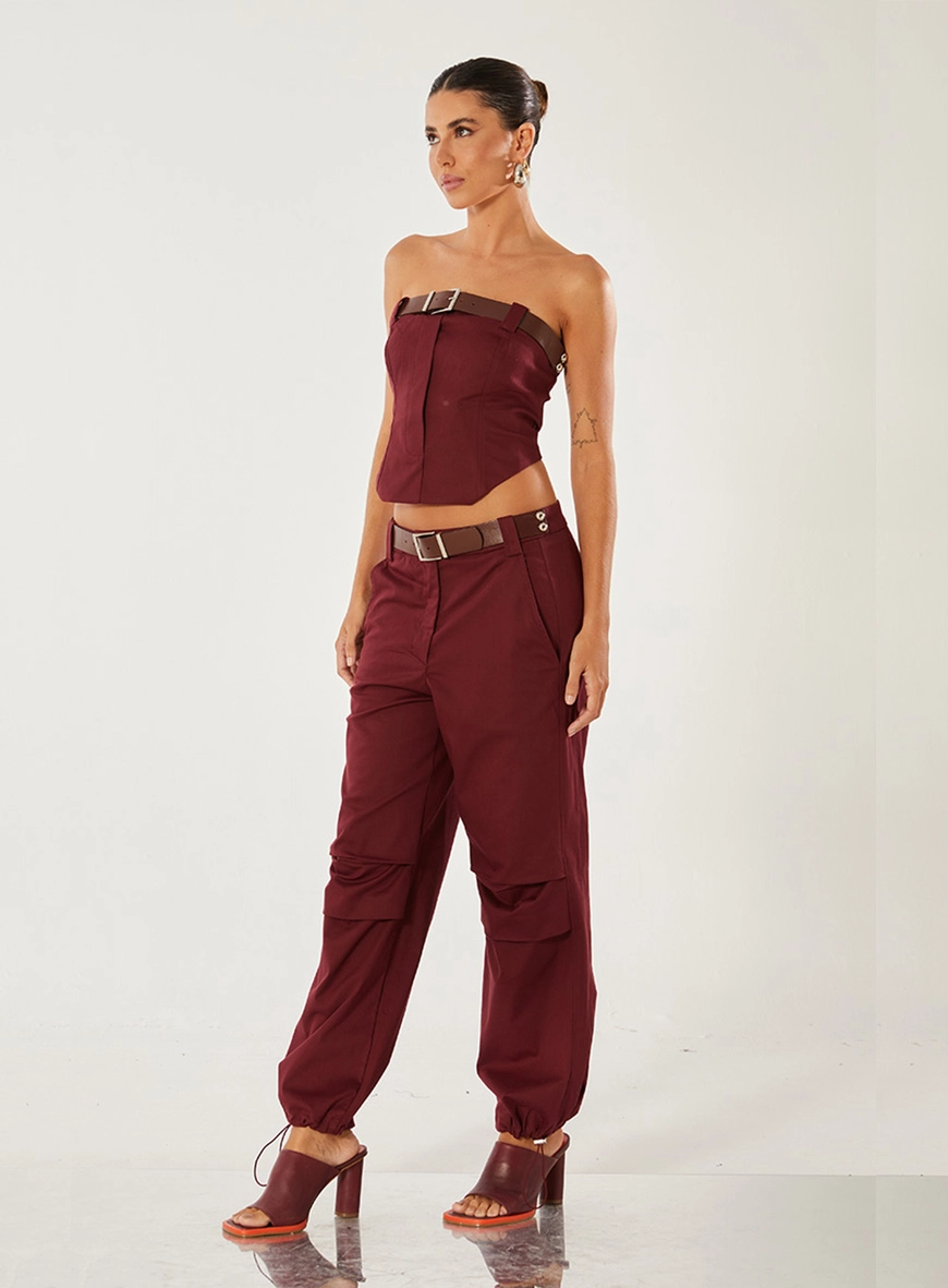 Blusa Sem Alça Com Cinto Bordo 4