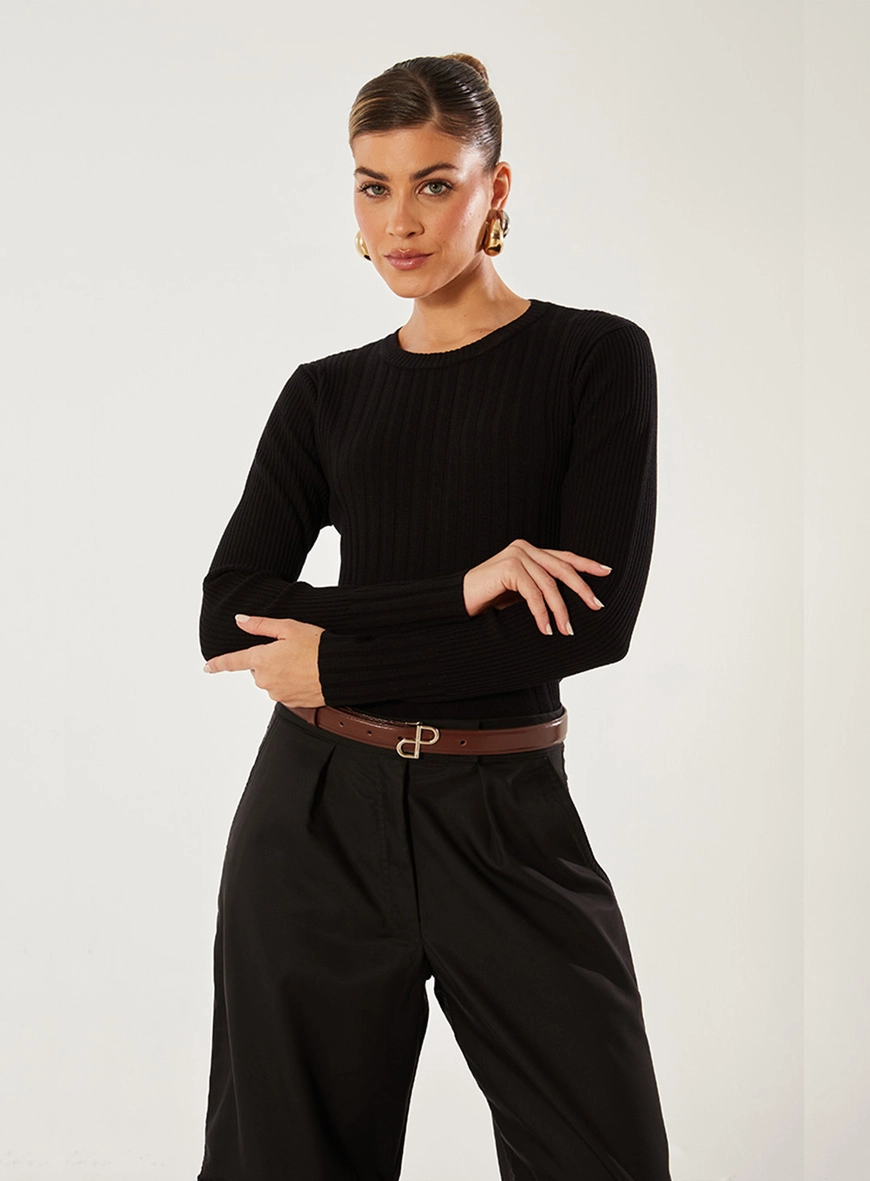 Blusa Tricô Canelada Preto 1