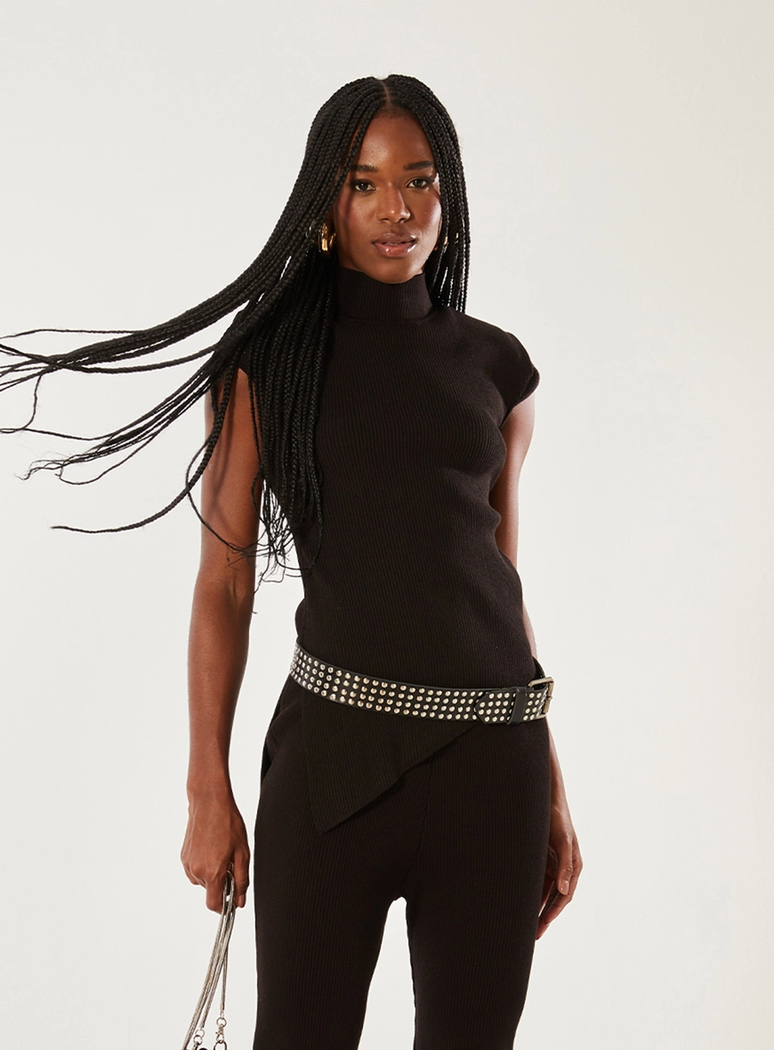 Blusa Tricô Canelada Preto 1