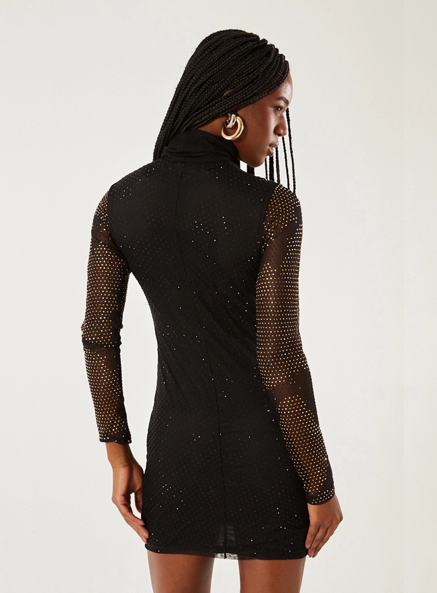 Vestido Tule Com Aplicação Preto 2