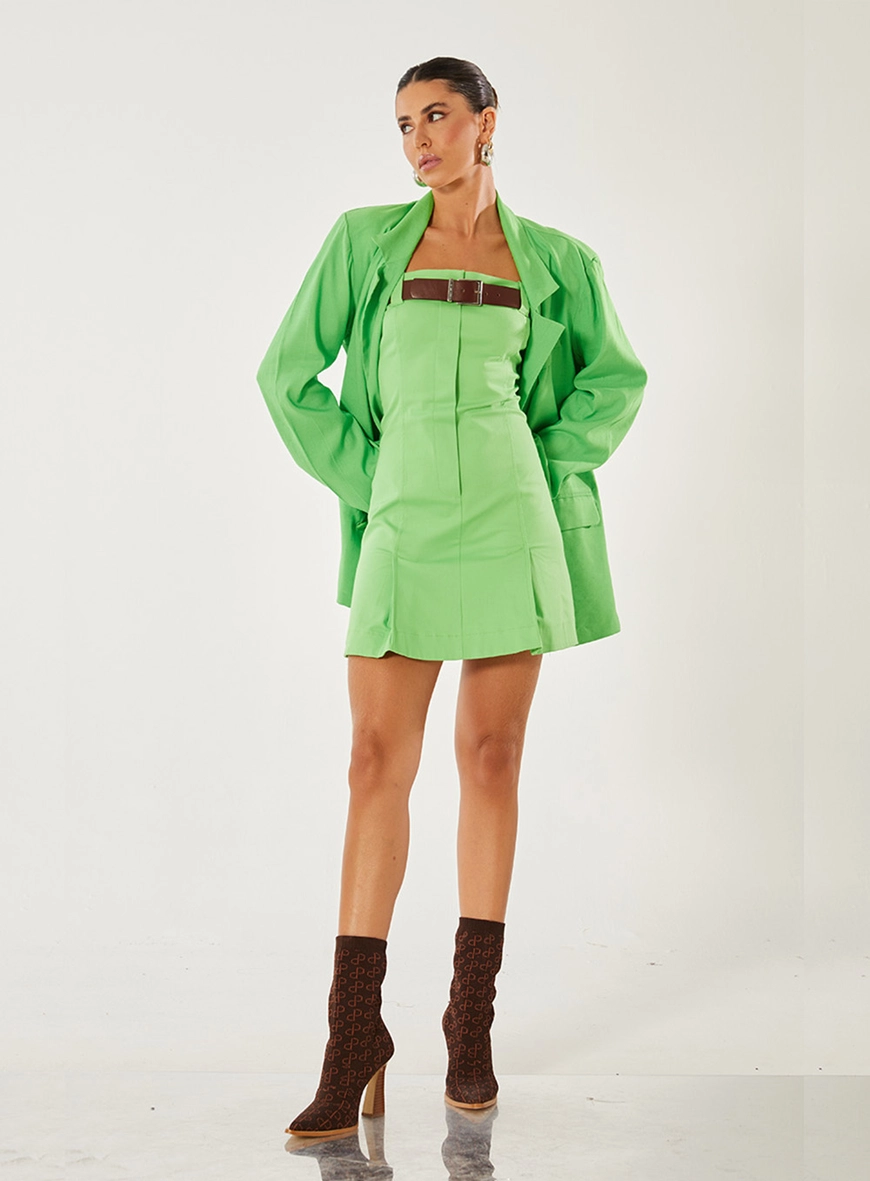 Vestido Com Detalhe Cinto Verde 3