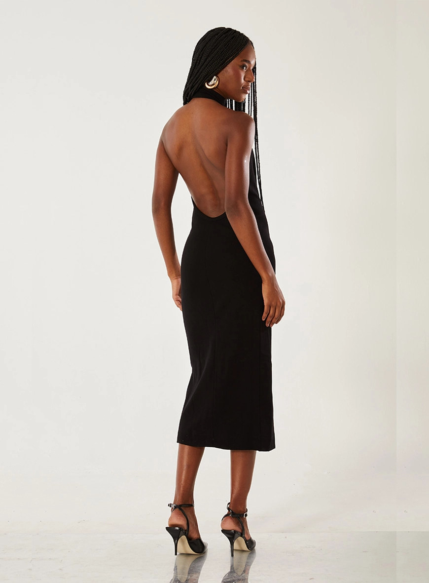 Vestido Midi Com Zíper Preto 2