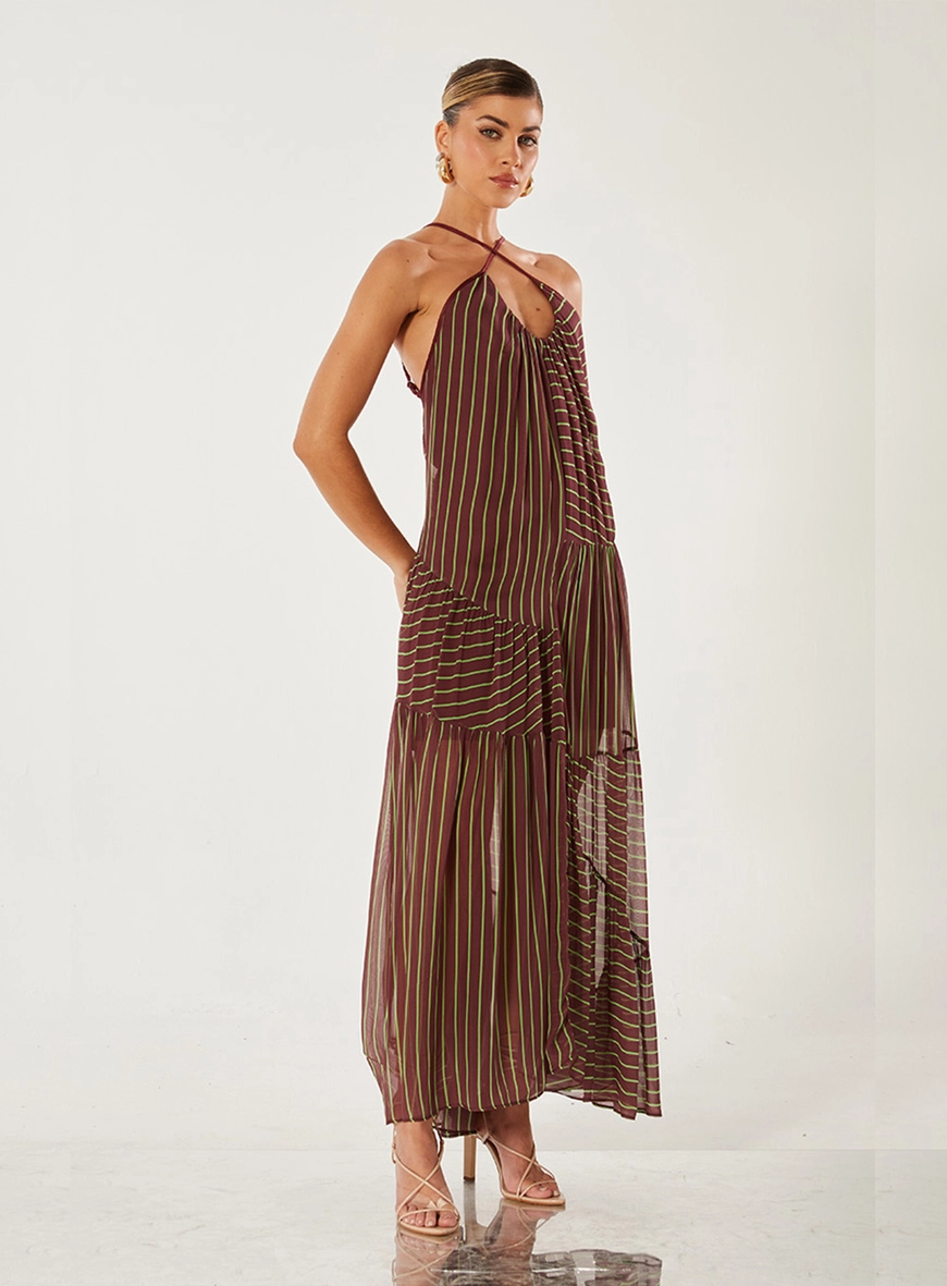 Vestido Fluído Costas À Mostras Estampado 1