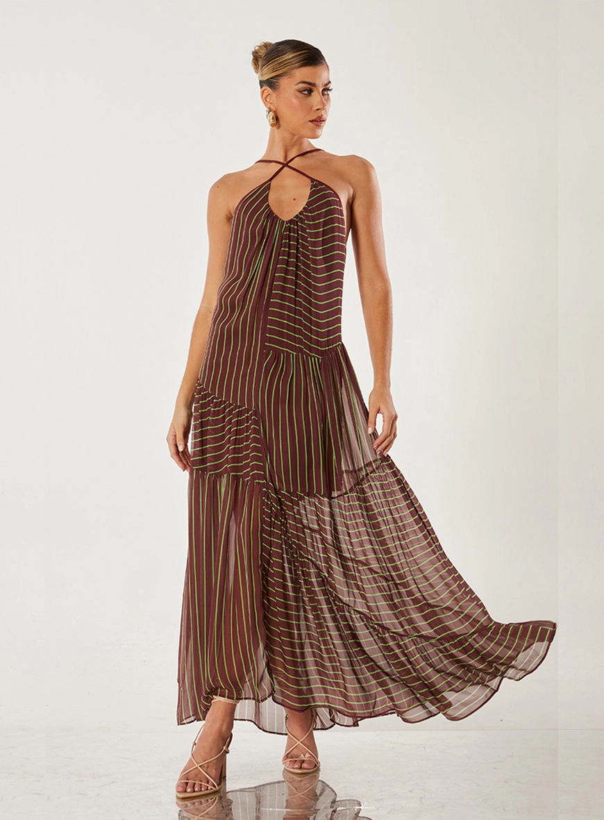 Vestido Fluído Costas À Mostras Estampado 3