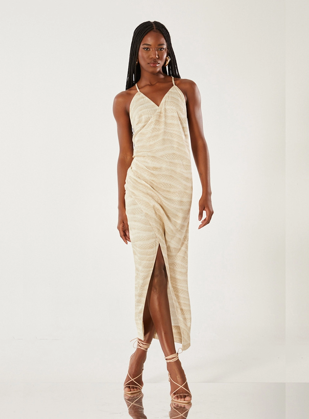 Vestido Midi Com Fenda Estampado 1