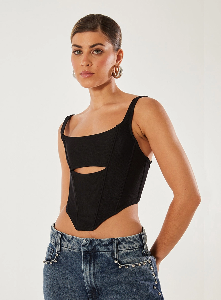 Top Tule Com Recortes Preto 1