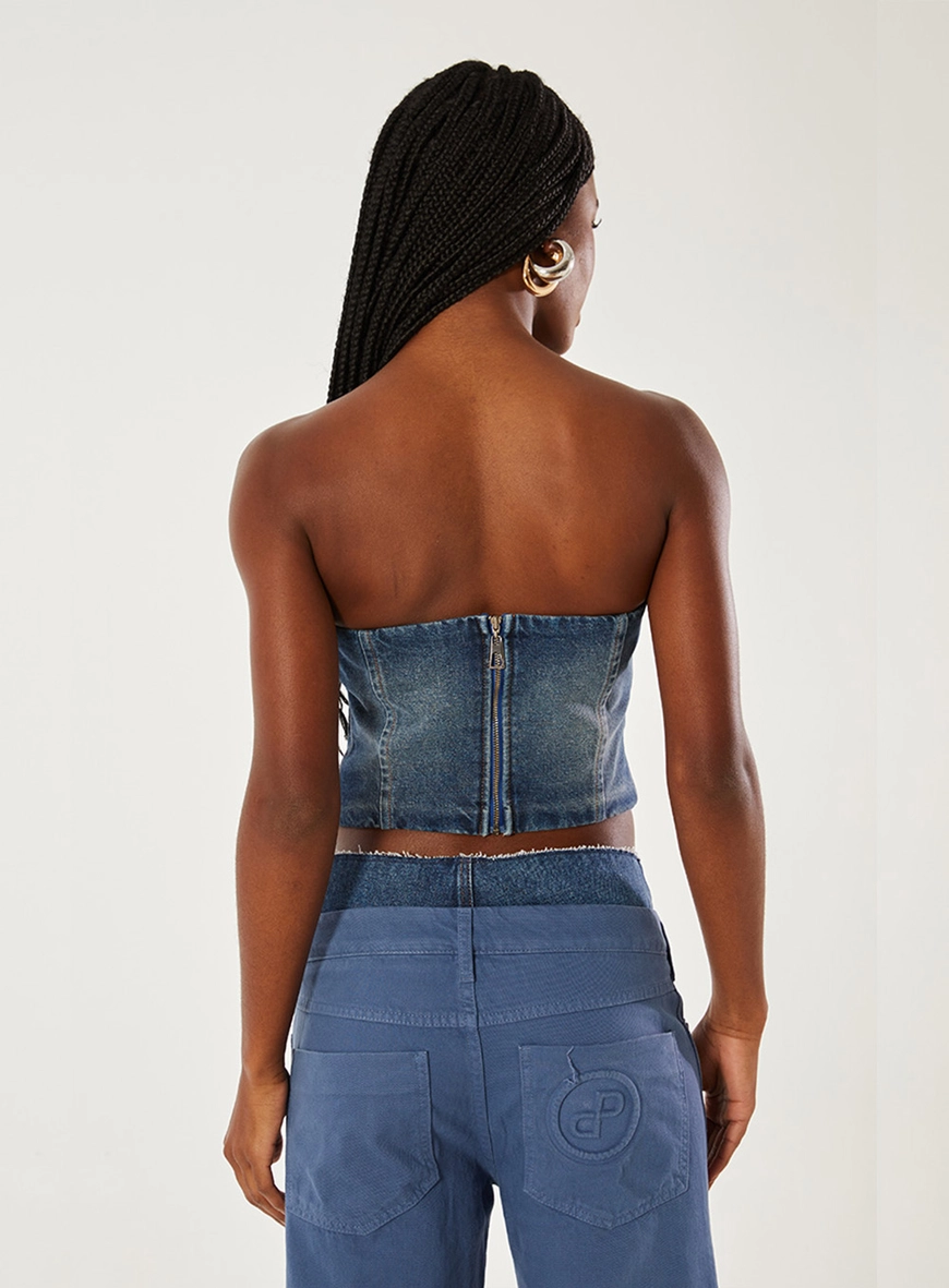Top Jeans Sem Alça Slim Índigo 2
