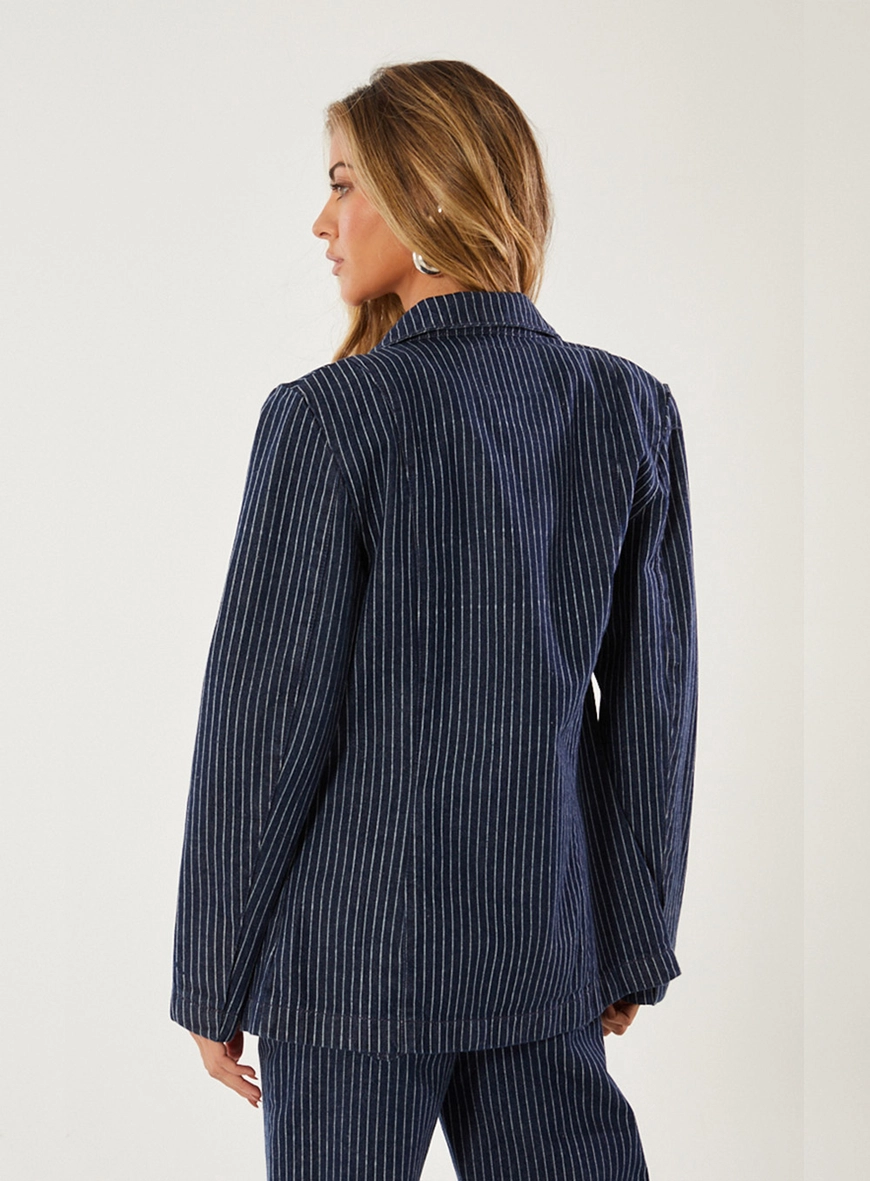Blazer Alfaiataria Jeans Listrado 2