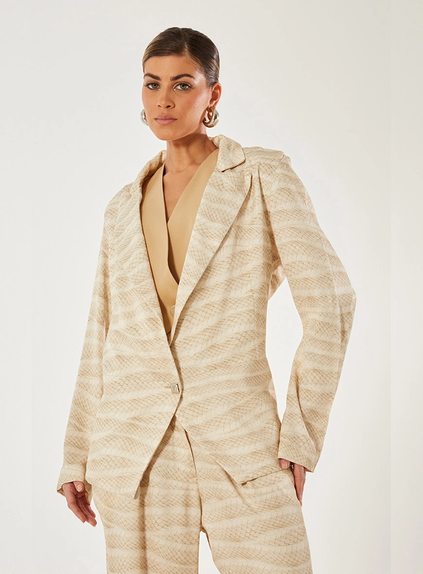 Blazer Alfaiataria Alongado Estampado 1