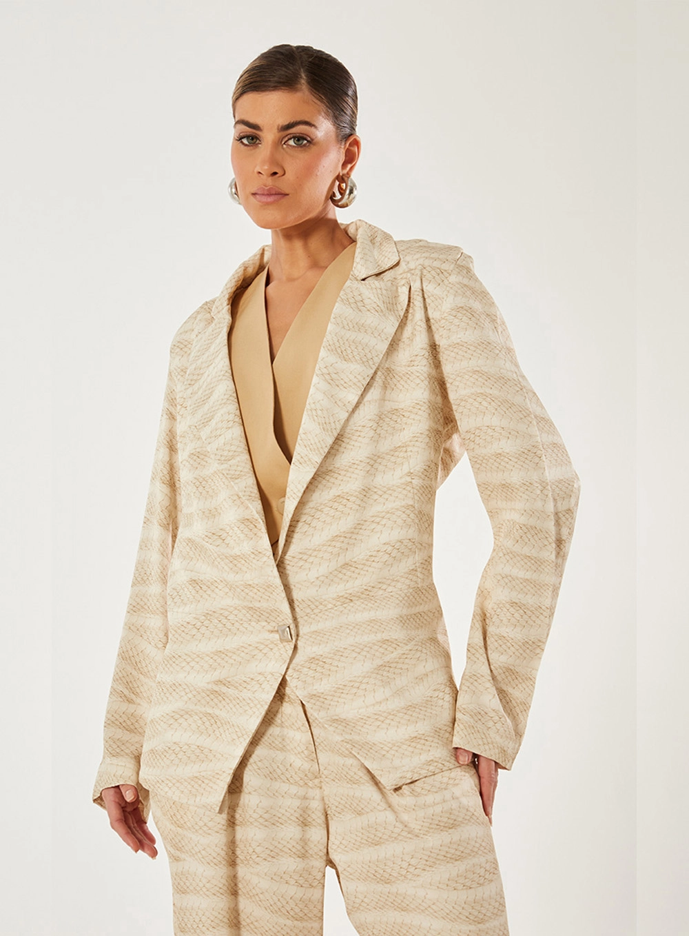 Blazer Alfaiataria Alongado Estampado 1