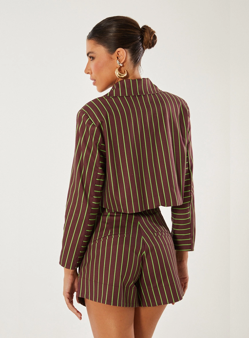 Blazer Alfaiataria Cropped Listrado 2