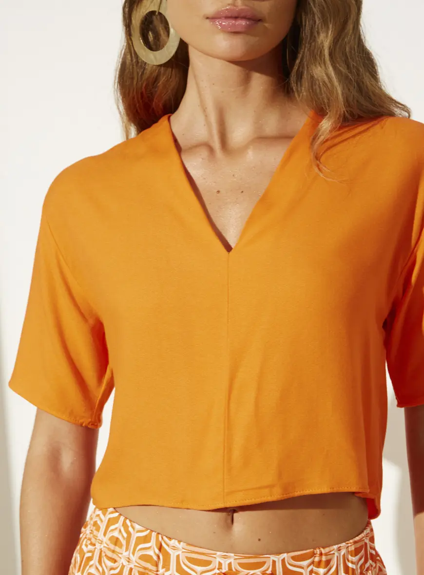 Camiseta Curta Comfort Laranja Caprese 3