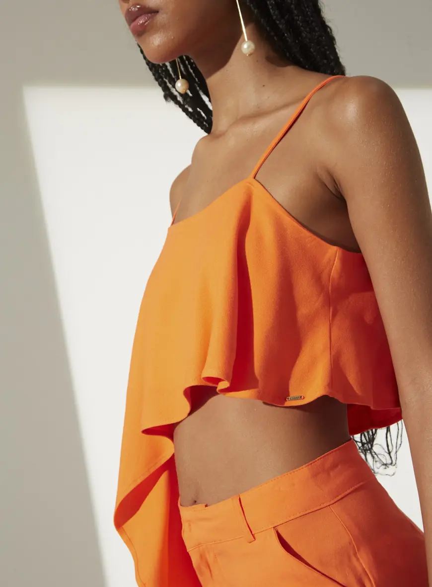 Blusa Fluída Assimétrica Laranja Caprese 3
