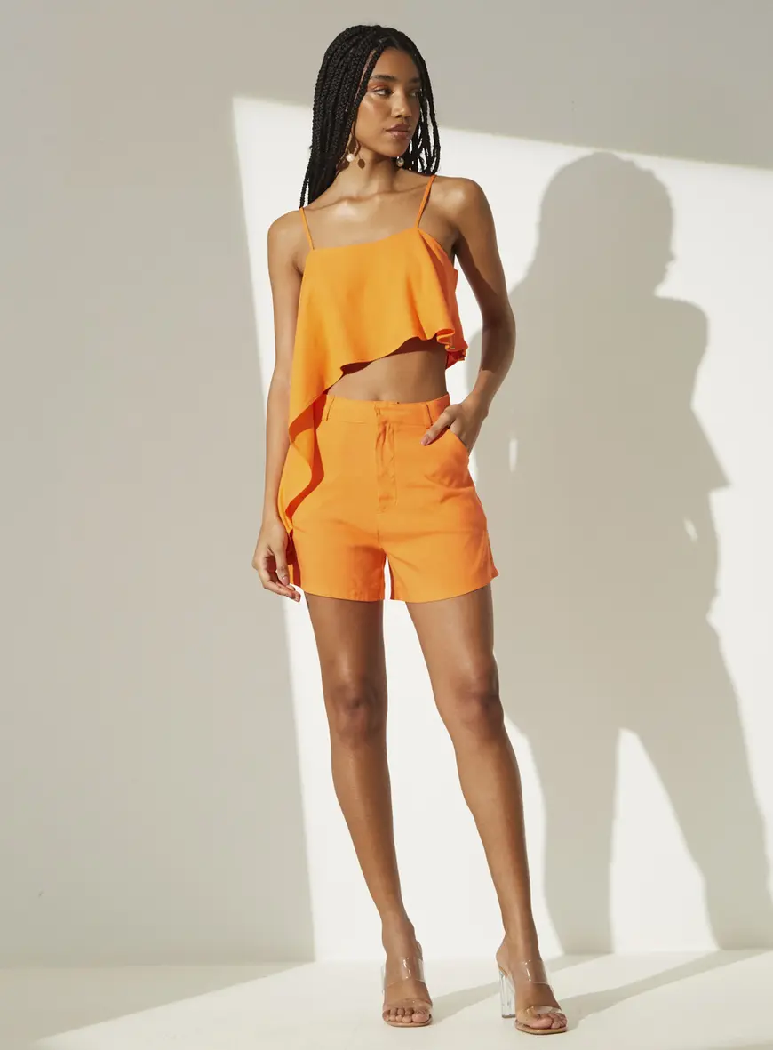 Blusa Fluída Assimétrica Laranja Caprese 4