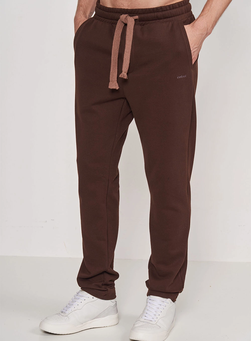 Calça Slim De Moletom Marrom Marrom