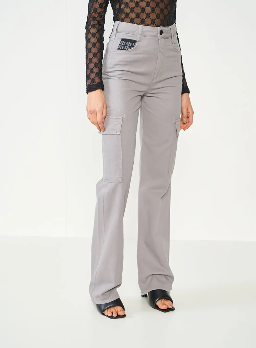 Calça Sarja Juliette Cargo Cinza Cinza