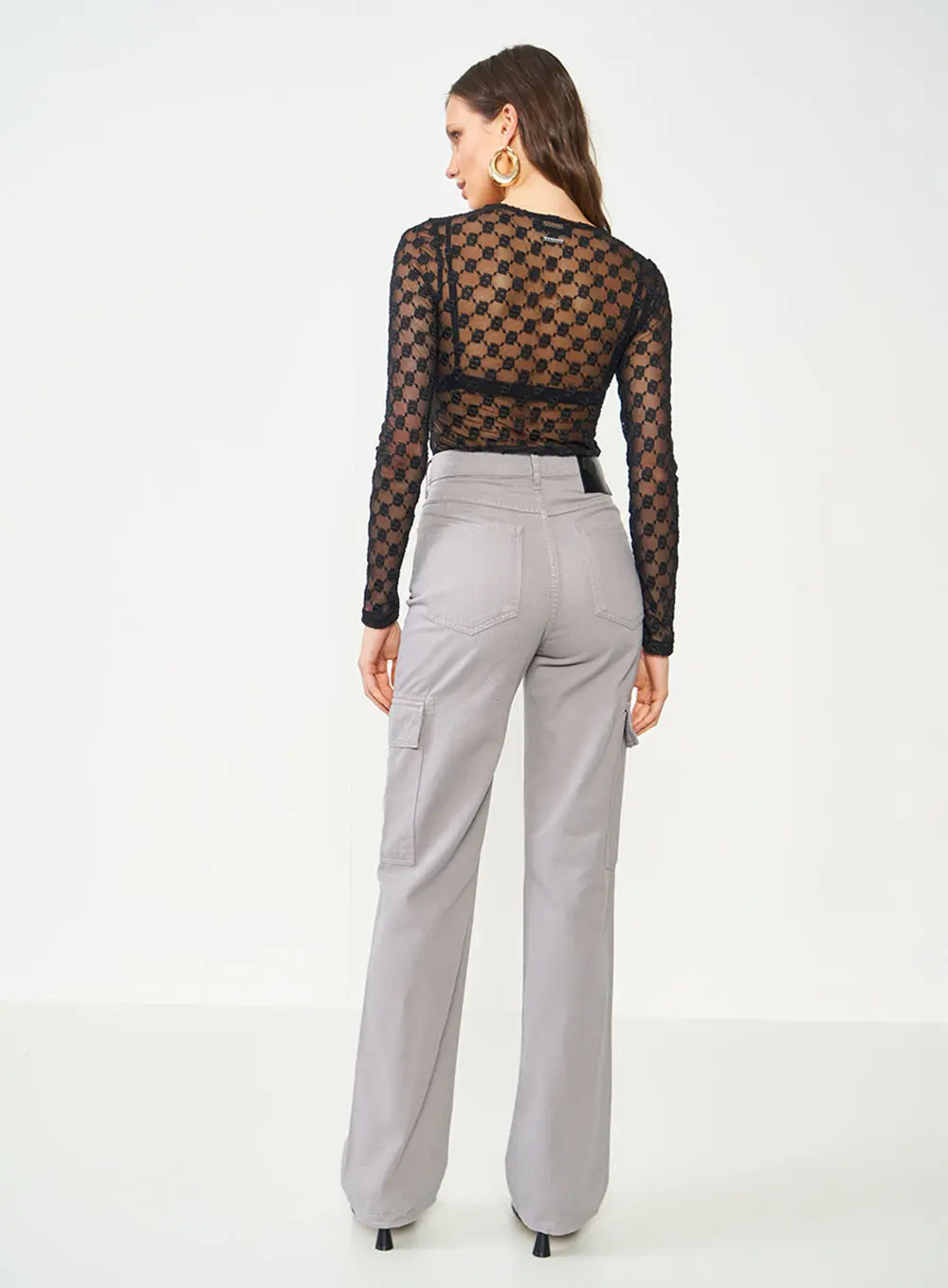 Calça Sarja Juliette Cargo Cinza Cinza