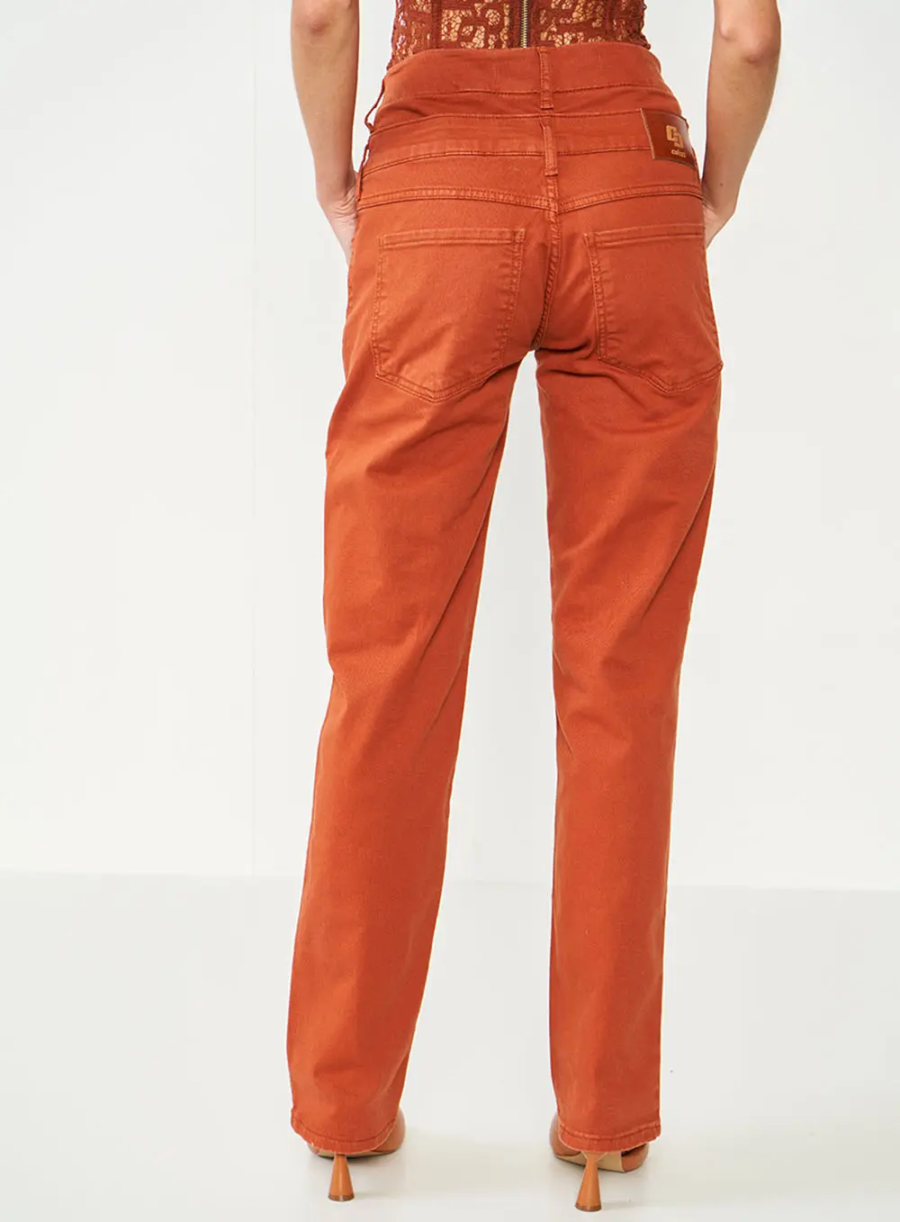 Calça Sarja Jade Cós Duplo Marrom