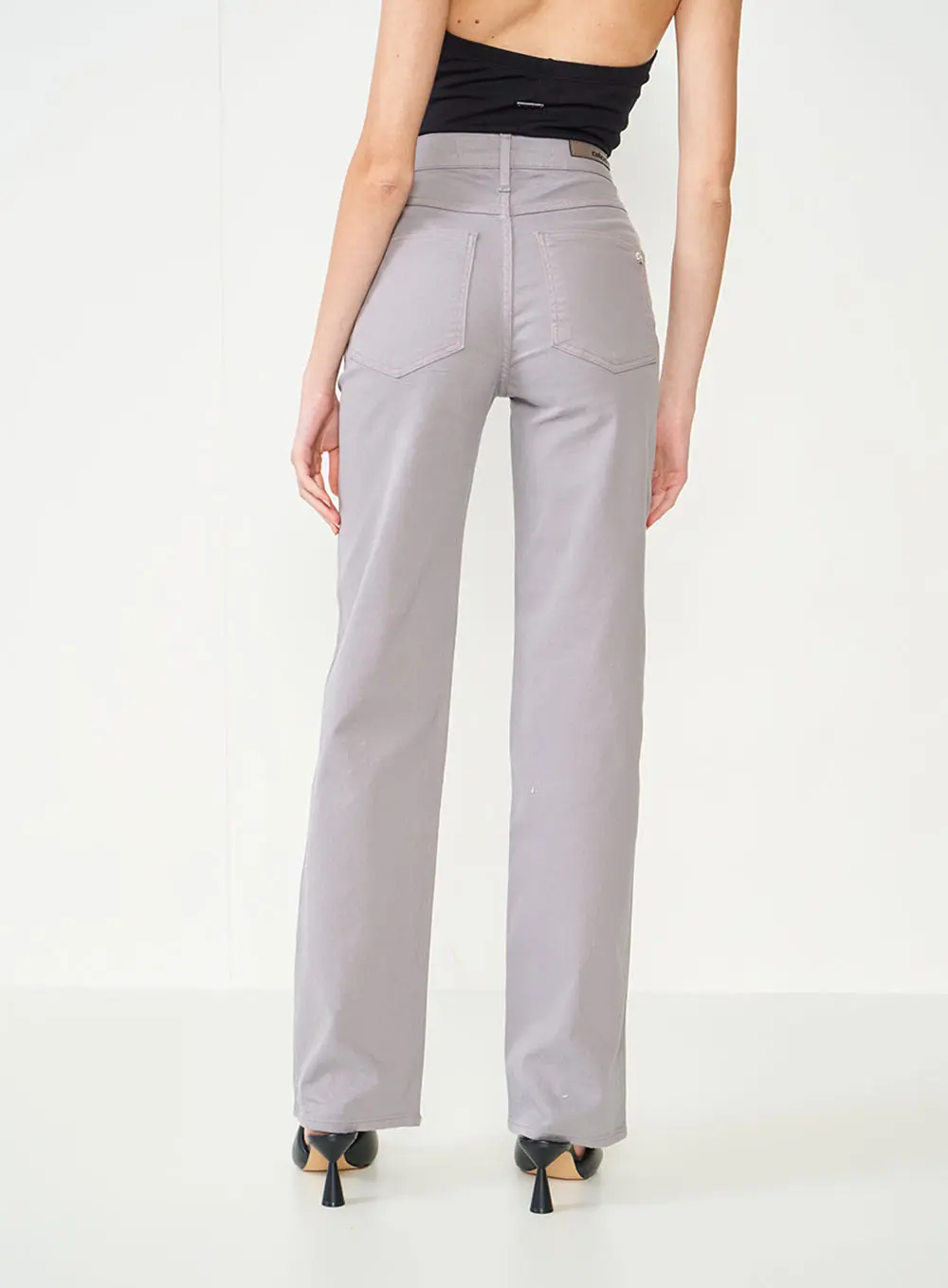 Calça Sarja Juliette Com Aplicação Cinza