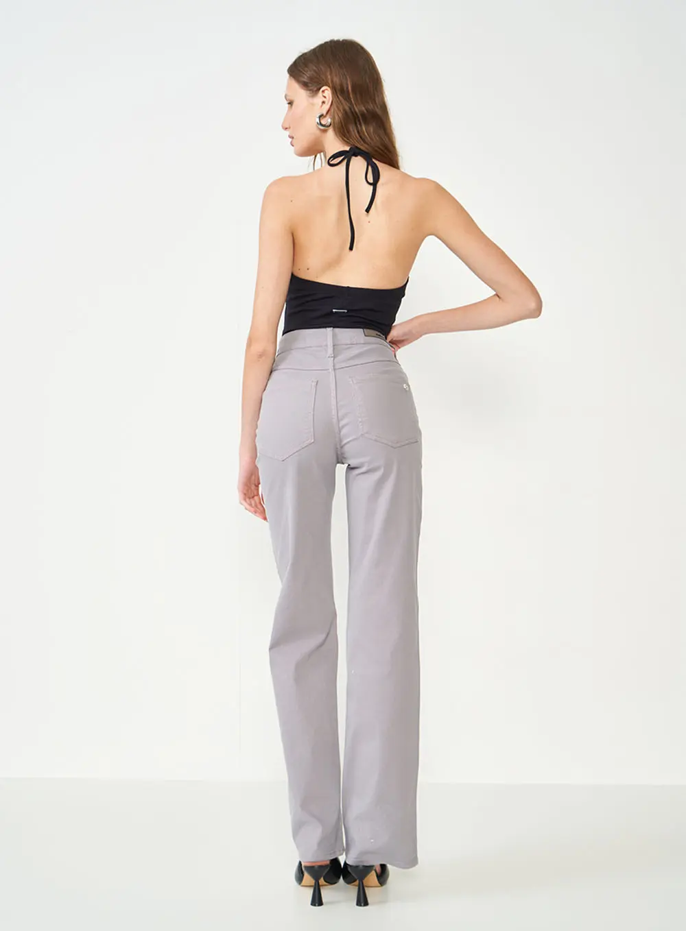 Calça Sarja Juliette Com Aplicação Cinza