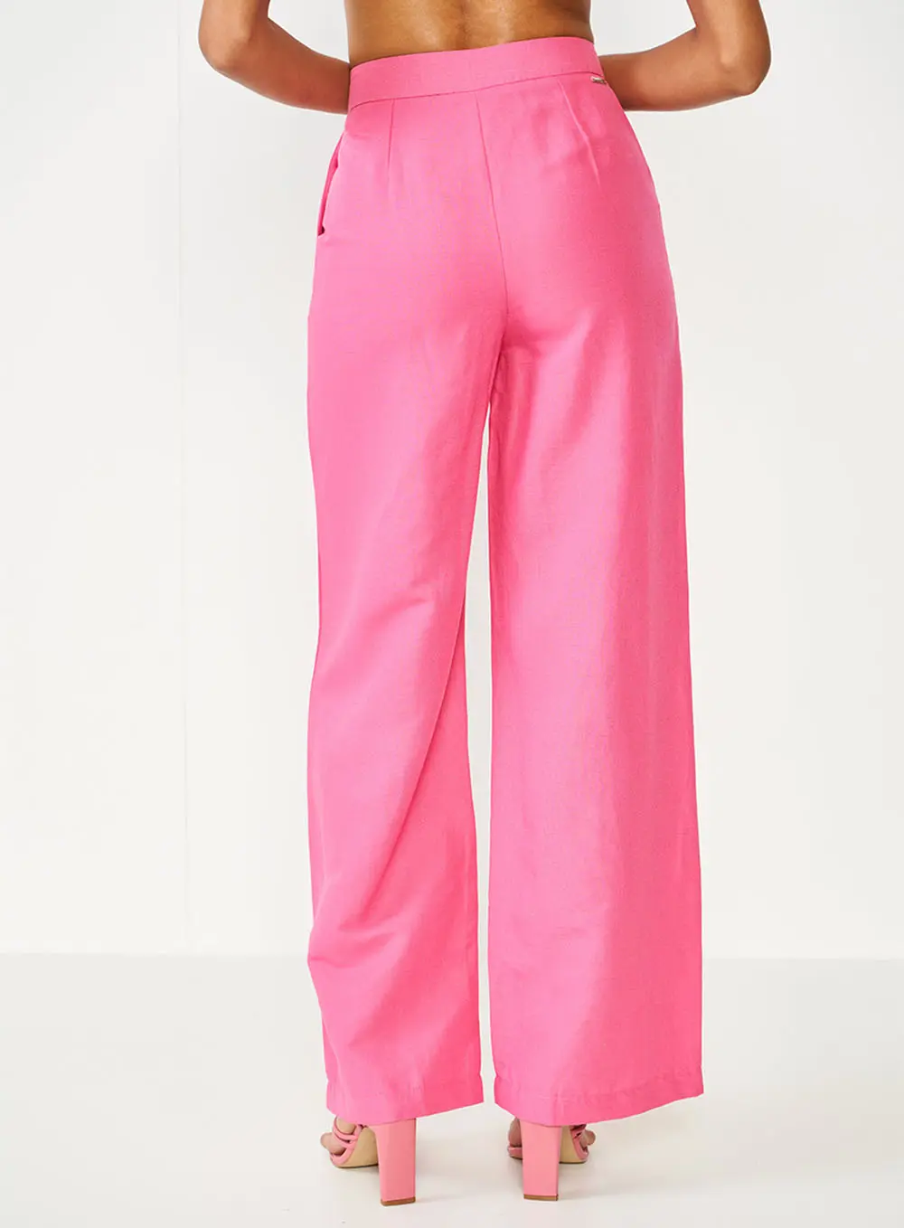 Calça Rosa Alfaiataria Reta Rosa Hiller